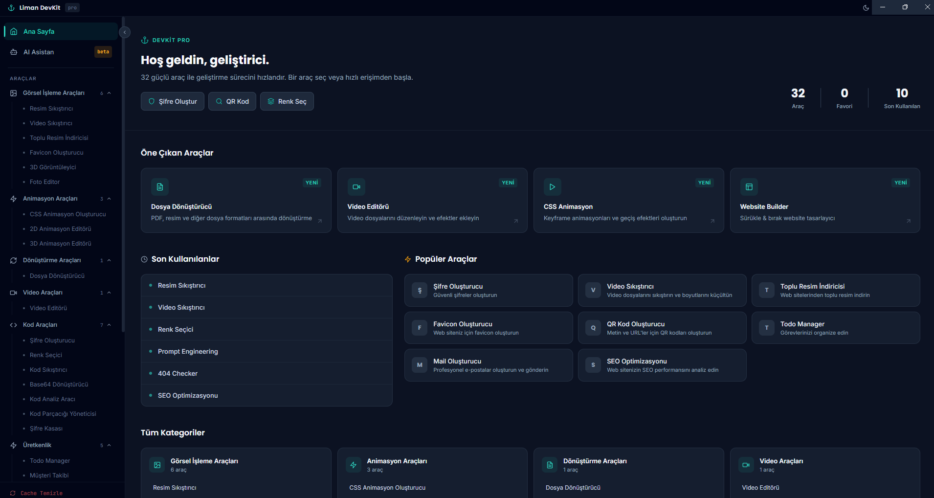 Liman DevKitPro - Profesyonel Geliştirme ve Otomasyon Aracı