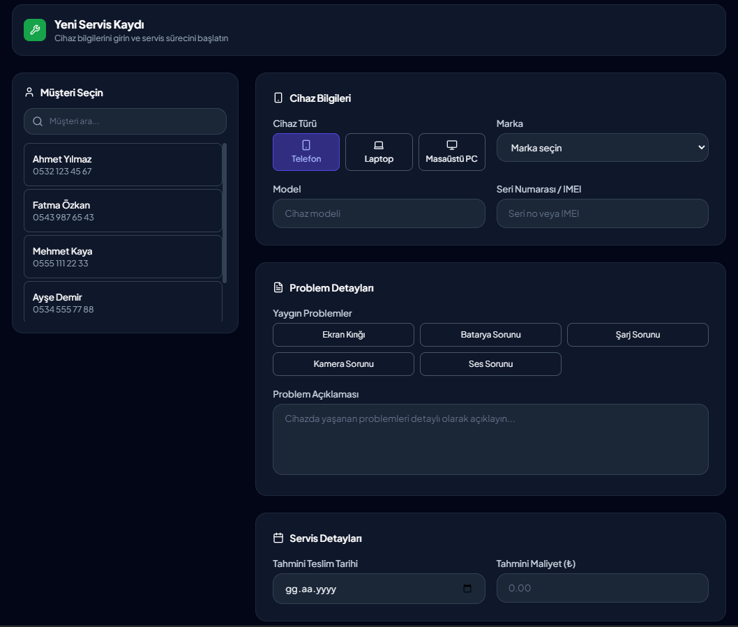LimanDesk Servis Takip Programı | Teknik Servis Yönetim Yazılımı