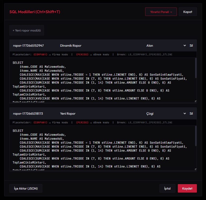 ReportSuite – Kurumsal ERP Raporlama Sistemi